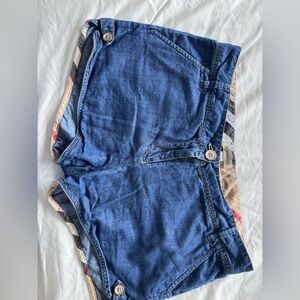 Burberry Blue Denim with Plaid Shorts. Fits like size 24 Women’s.